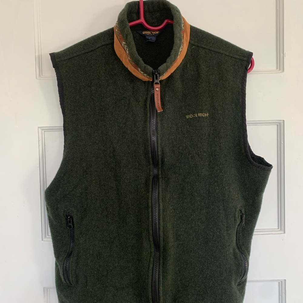 Vintage Woolrich Green Wool Vest Men’s Outdoor Heritage Zip Up